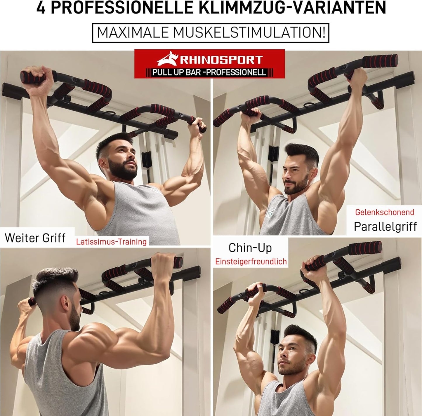 RHINOSPORT Pull Up Bar for Doorway ONE-ULTRA Doors 65-92cm