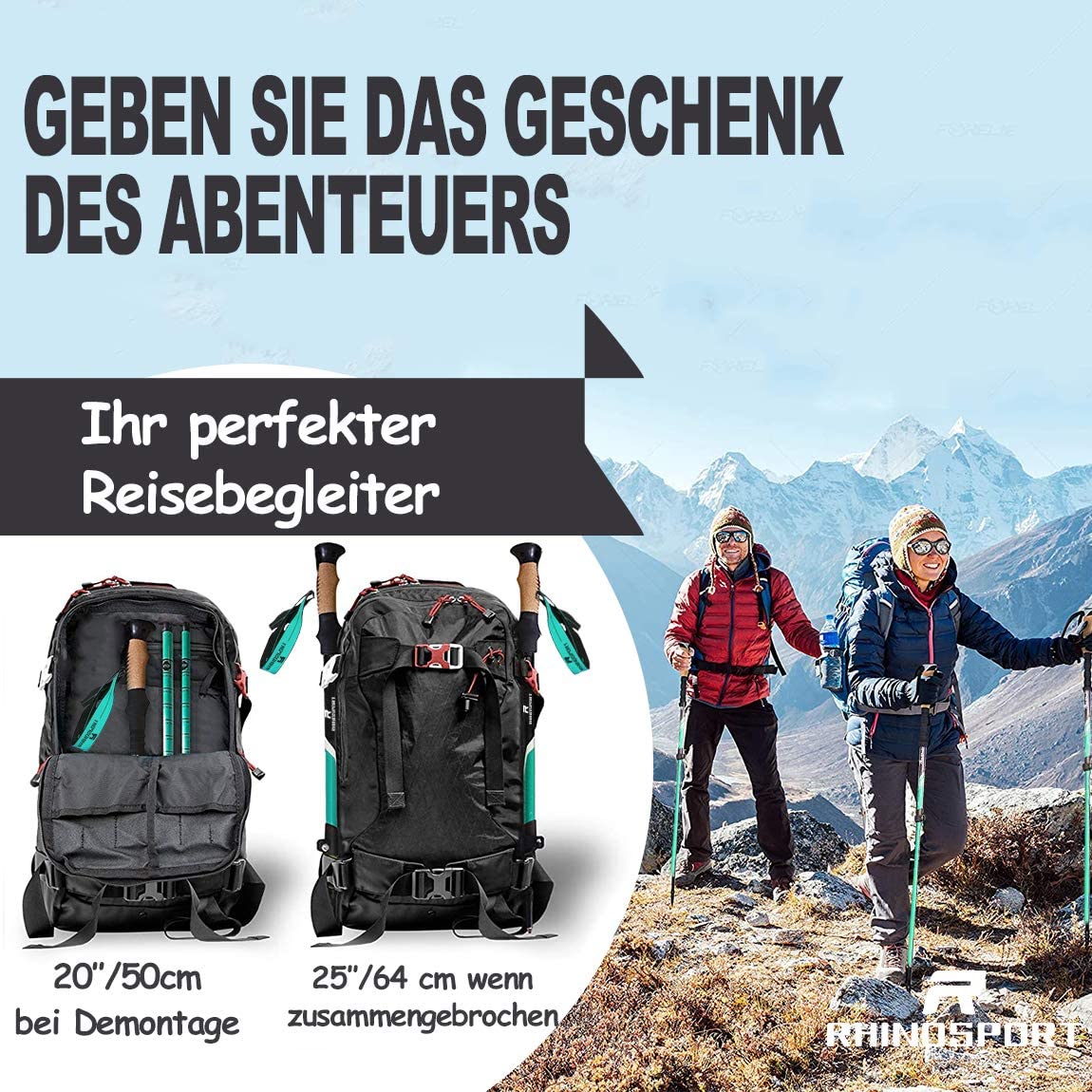 Collapsible Hiking Poles Pack of 2 Trekking Poles for Hiking
