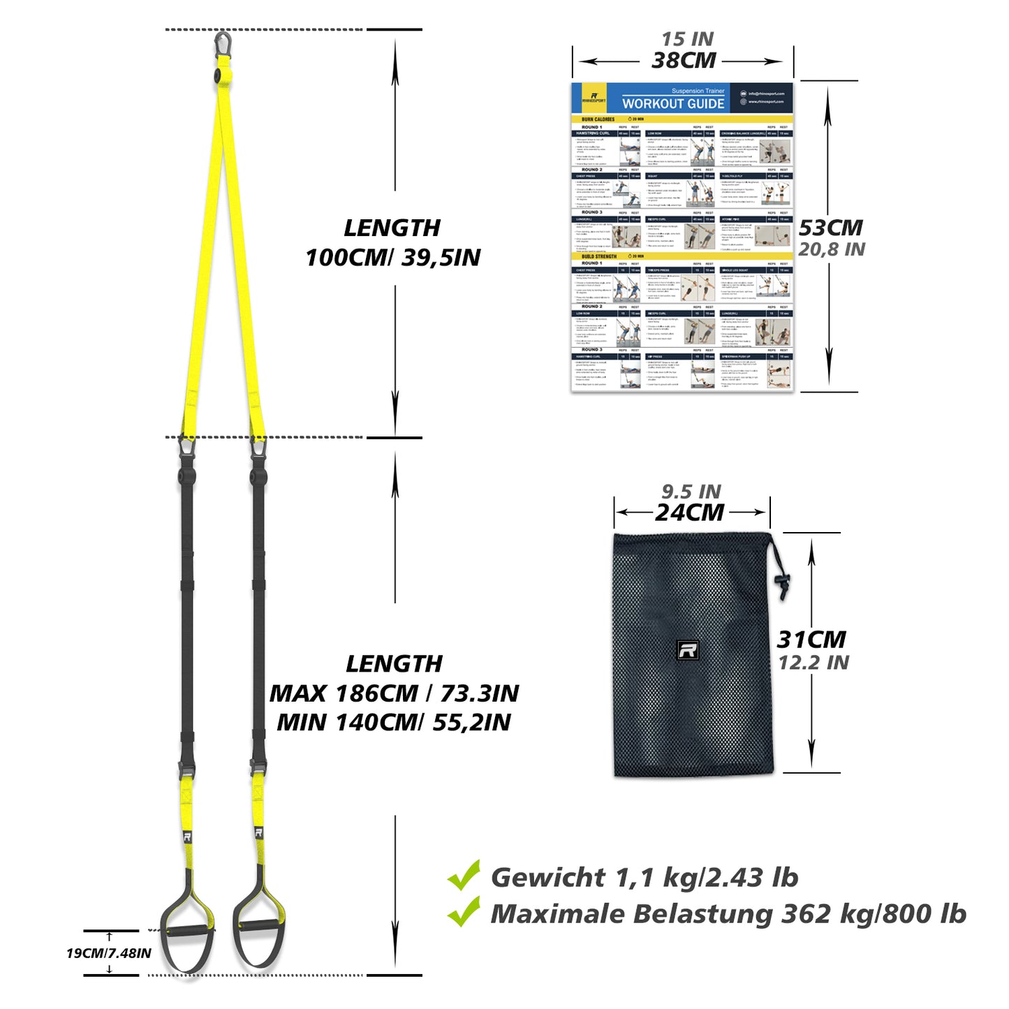 RHINOSPORT Suspension Trainer S6 with Door Anchor