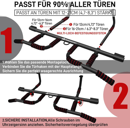 RHINOSPORT Pull Up Bar for Doorway ONE-ULTRA Doors 65-92cm