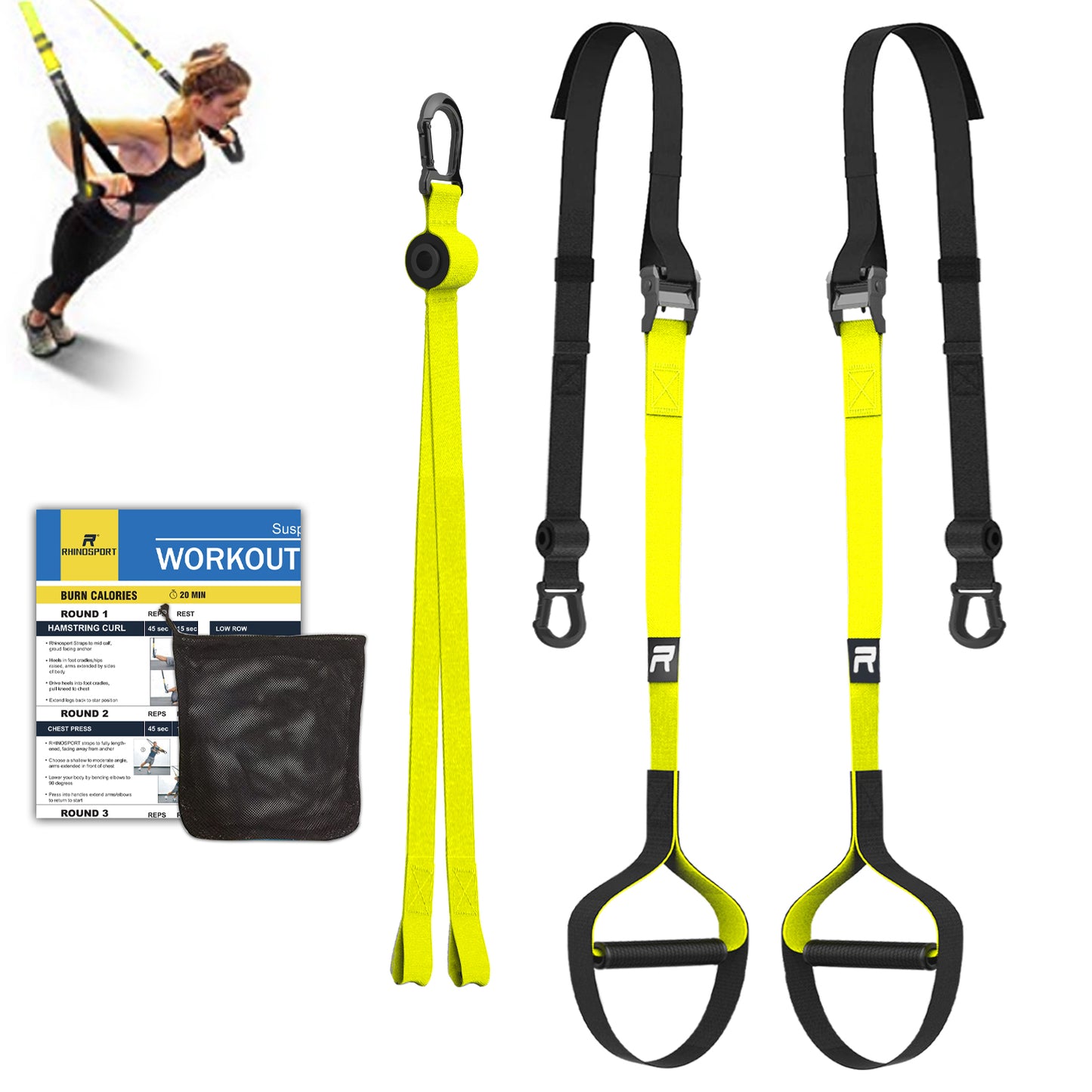 RHINOSPORT Sling Trainer Set S6 with Door Anchor Adjustable