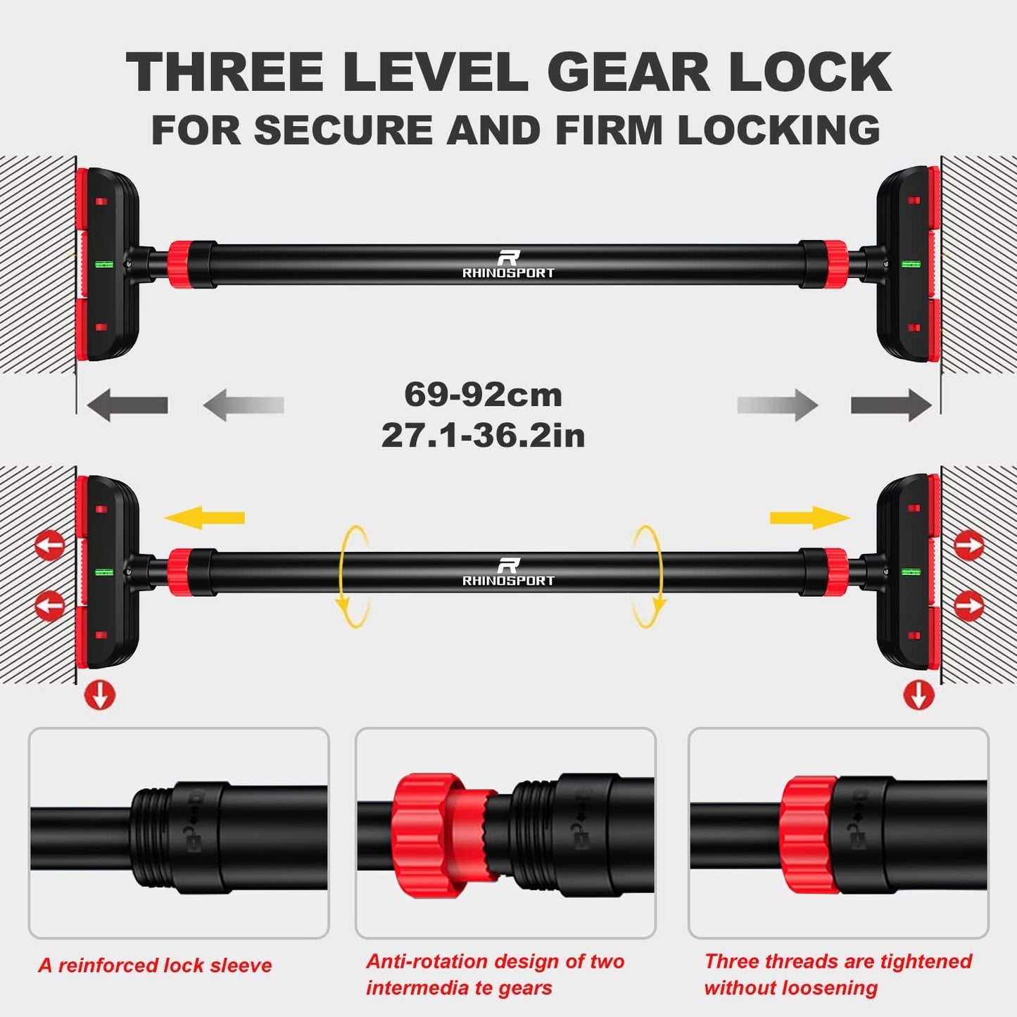 RHINOSPORT Pull up bar door P5 from 69-92 cm (28.1in-36.2in)